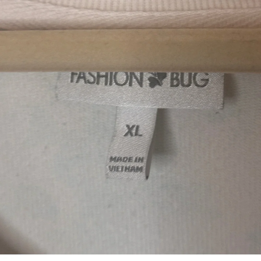 Fashion Bug Lightweight Sweatshirt XL White Mint Floral 3/4 Sleeve Cottagecore - Picture 5 of 9
